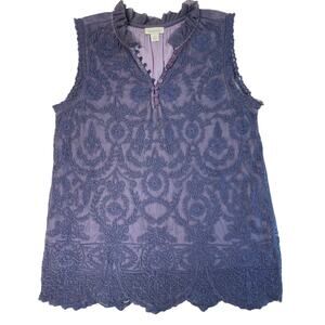 Sundance Sz S Purple Lace Blouse Boho Romantic Cottagecore Victorian Embroidered